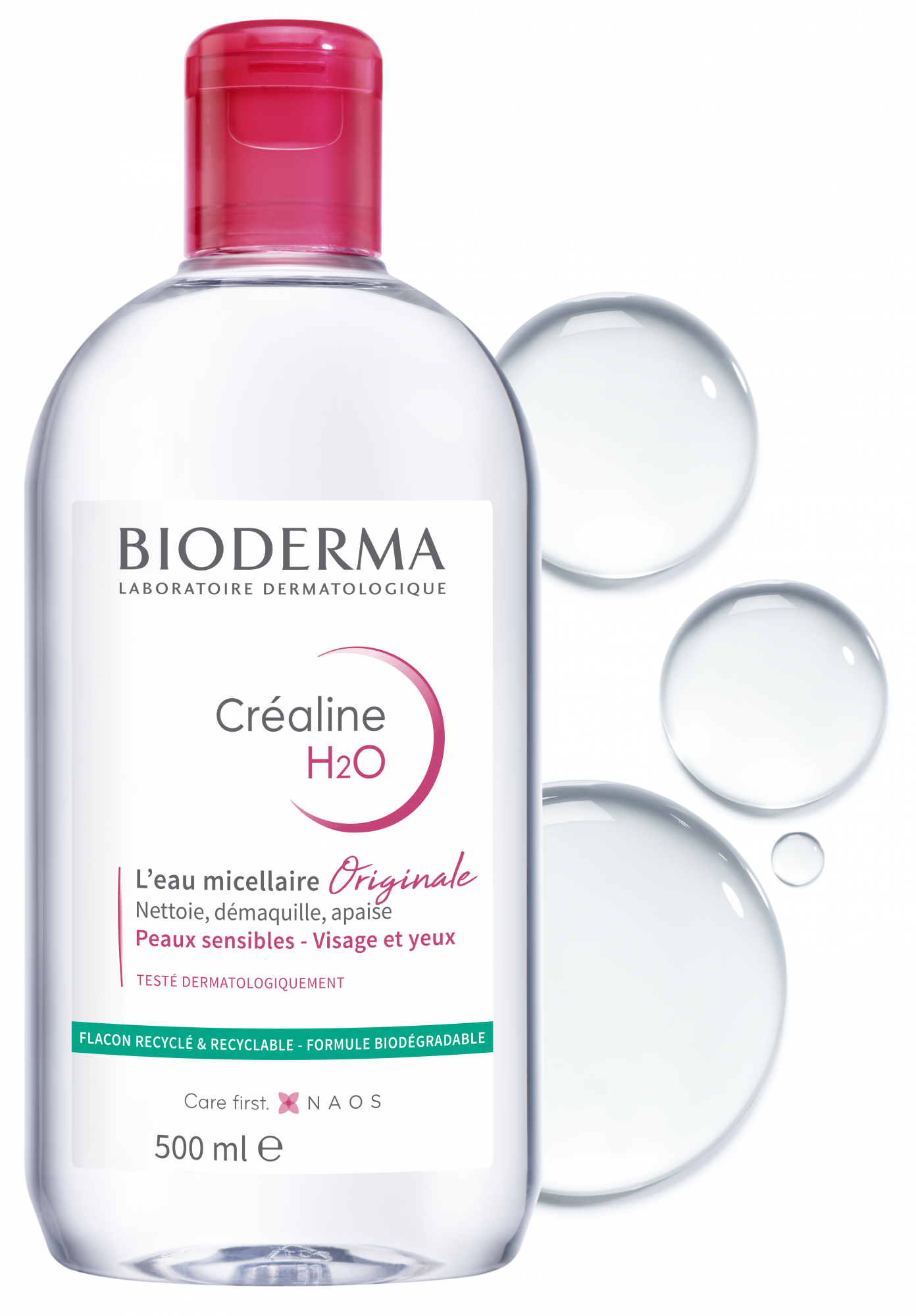 L'eau micellaire peau sensible normale à mixte Créaline H2O nettoie et  démaquille visage et yeux en respectant l'équilibre d