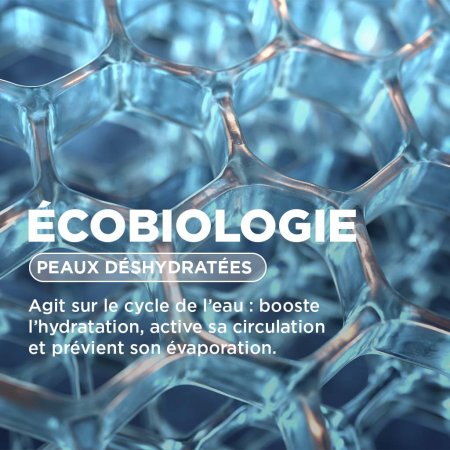 Ecobiologie. Peaux déshydratées. Agit sur le cycle de l'eau : booste l'hydratation, active sa circulation et prévient son évaporation.